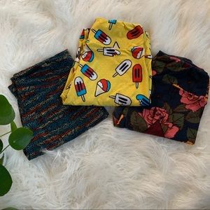 THREE gently used LulaRoe Leggings - OS